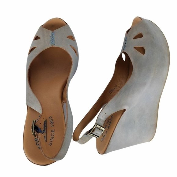 Kork-Ease Buckle Wedge Heels for Women for sale | eBay Kork Ease Womens Gray Leather Peep Toe Ankle Buckle Strap Wedge Heels Size 10